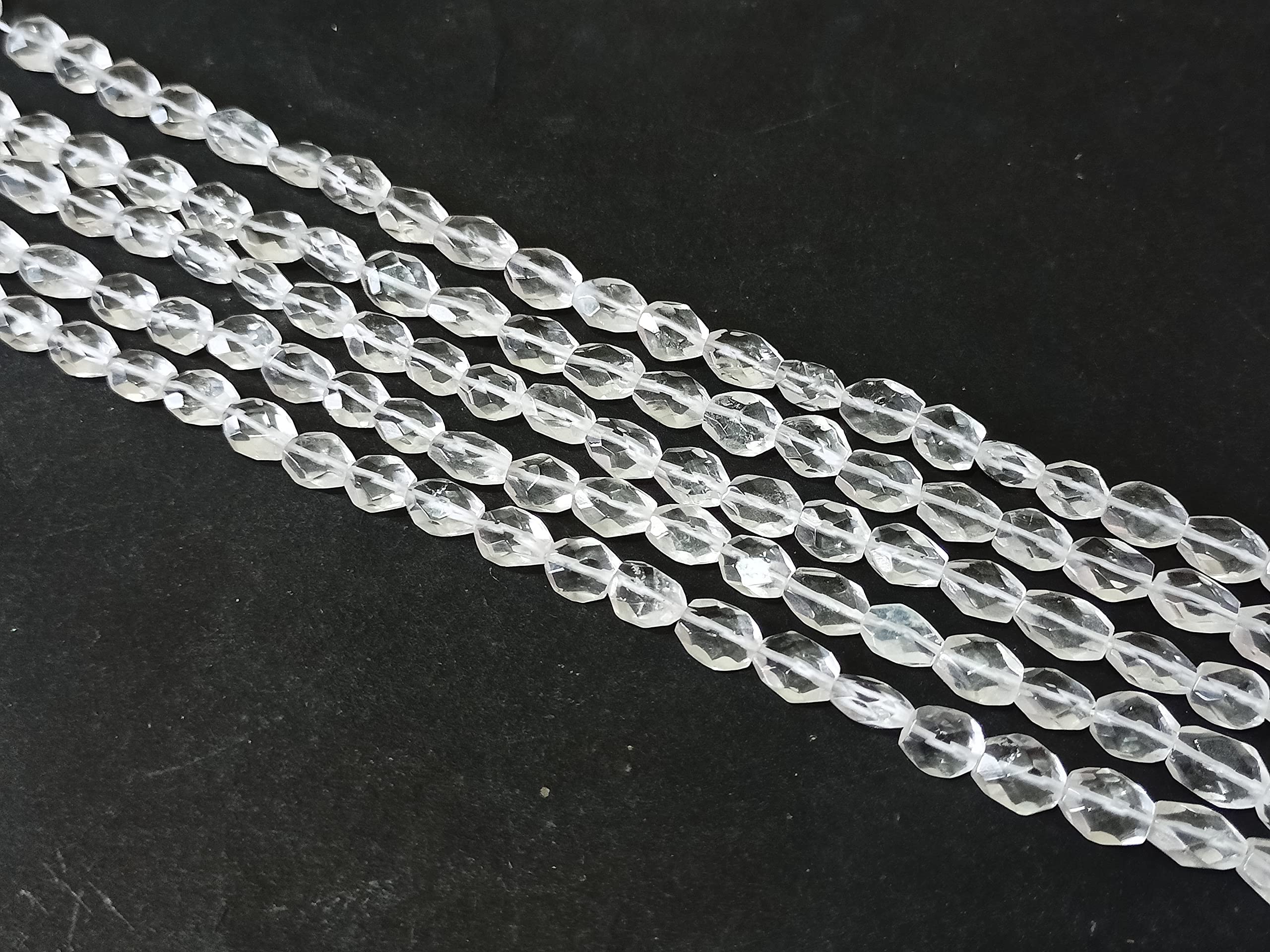 Amazon.co.jp: 天然クリスタル クォーツ オーバルビーズ、ファセット